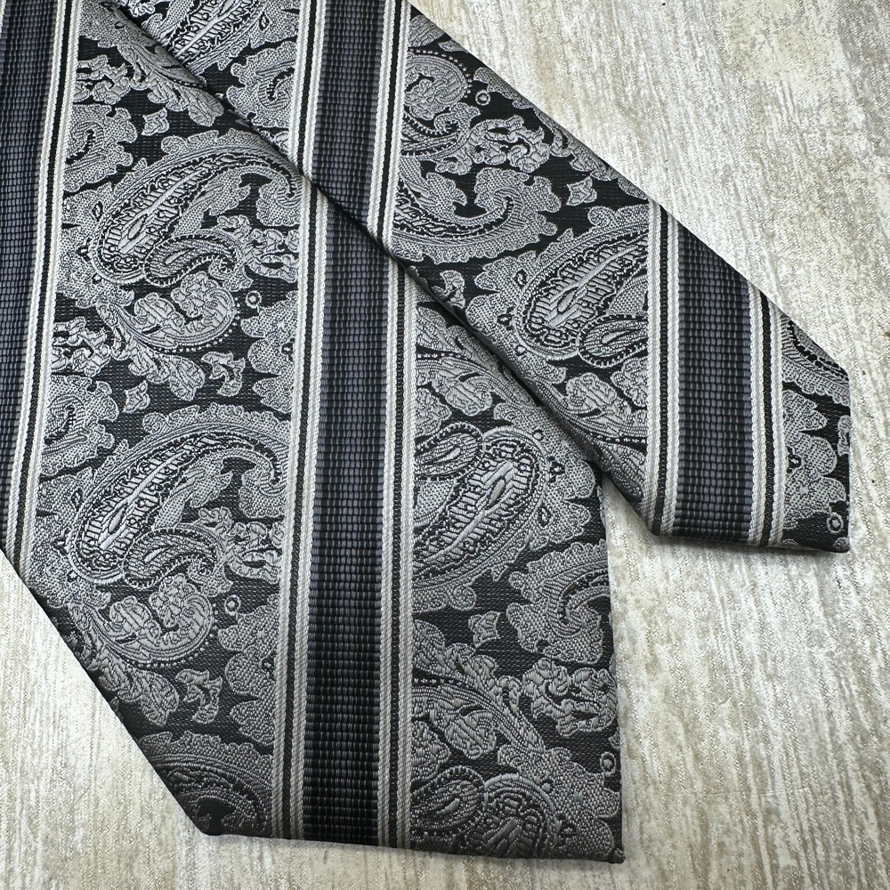 Imani Uomo Neck Tie Black Paisley Textured‎